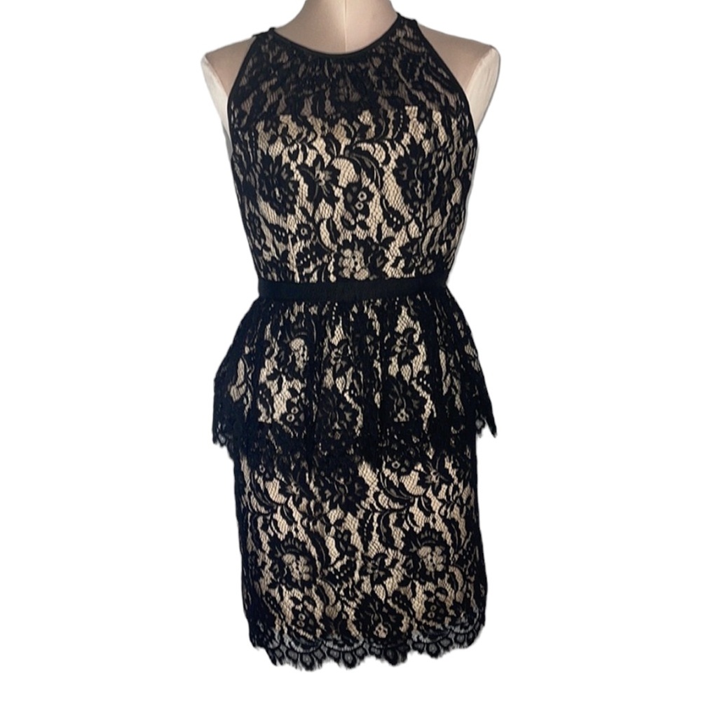 Milly of New York black lace dress lined in silk. Size 2